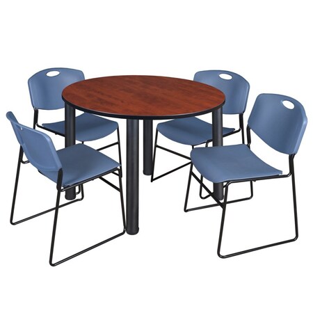 Regency Kee Round Table & Chair Set, Wood, Metal, Polypropylene Top TB48RNDCHBPBK44BE